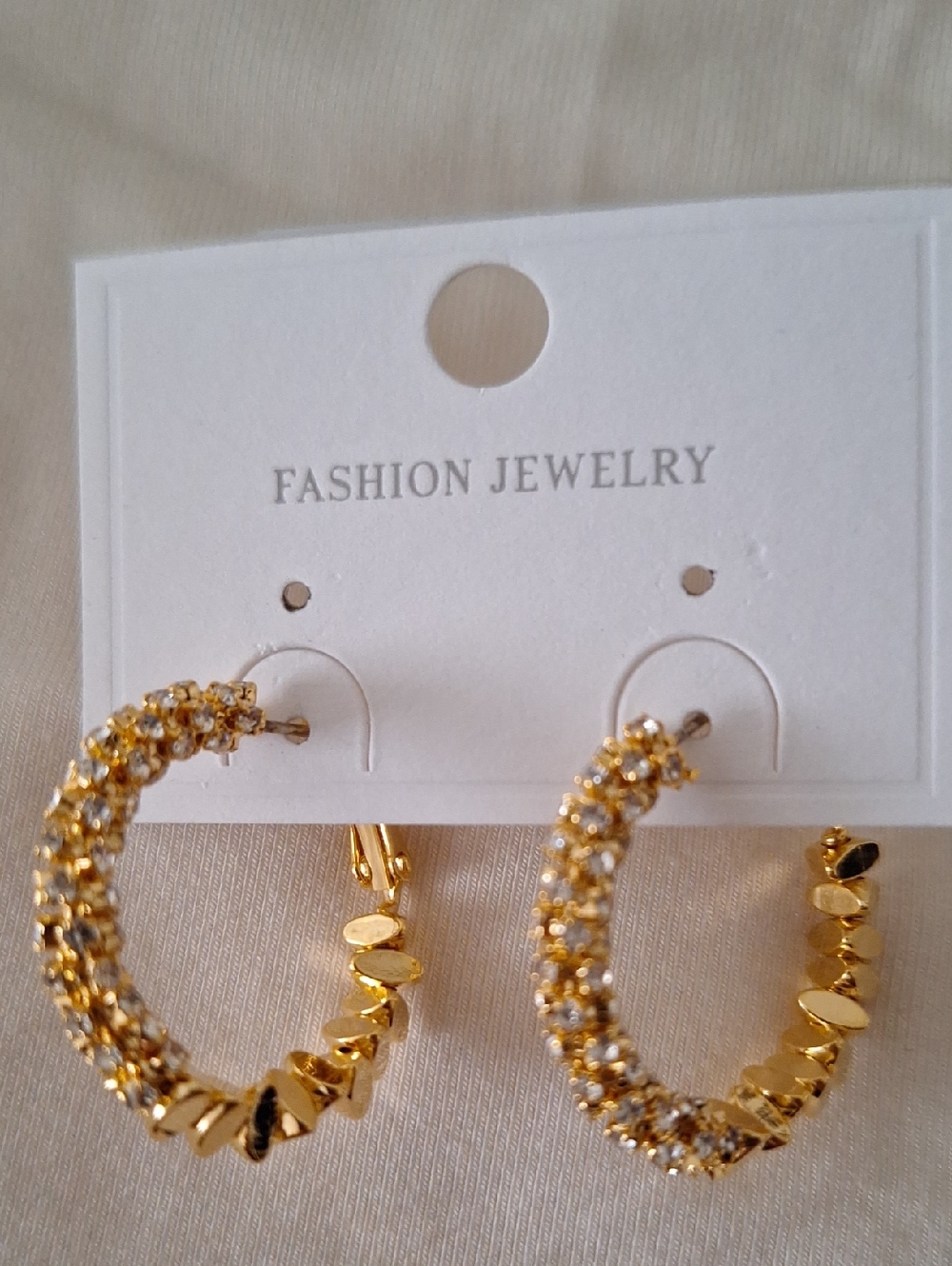 Fashion Jewelry Gold Crystal Embellished Hoop Earrings
